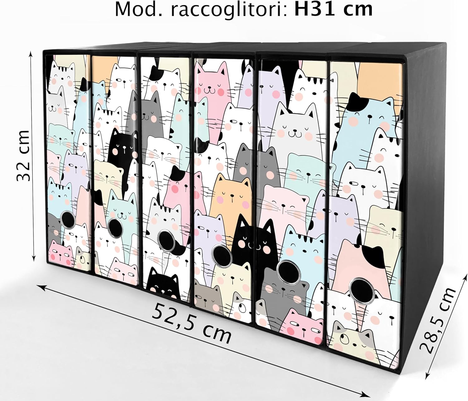 Set da 6 raccoglitori ad anelli - GATTONI (H31 cm con 2 anelli)