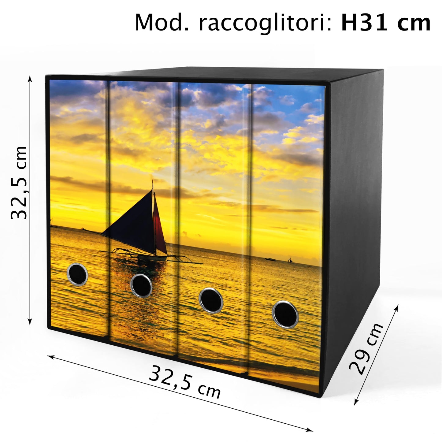 Set da 4 raccoglitori ad anelli - BARCA TRAMONTO