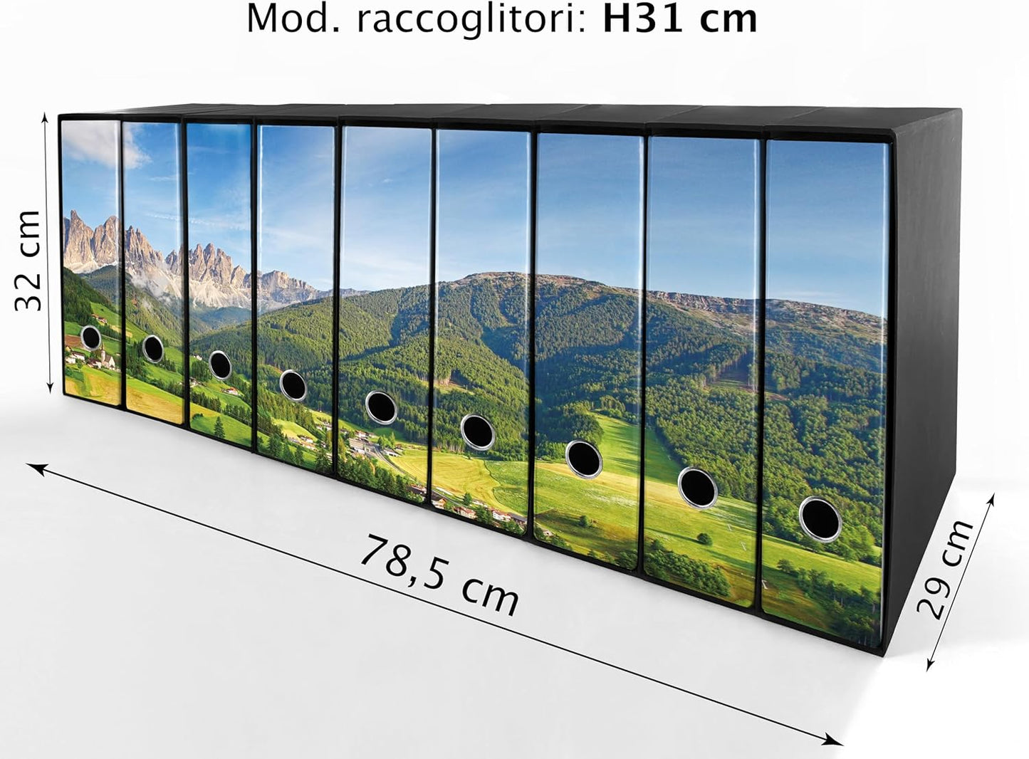 Set da 9 raccoglitori ad anelli SCENARIO ALPINO - Faldoni SHAREPRINTING (H31 con 2 anelli)