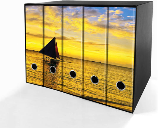 SET da 5 Raccoglitori ad anelli - BARCA TRAMONTO (28x31 cm con 2 anelli)