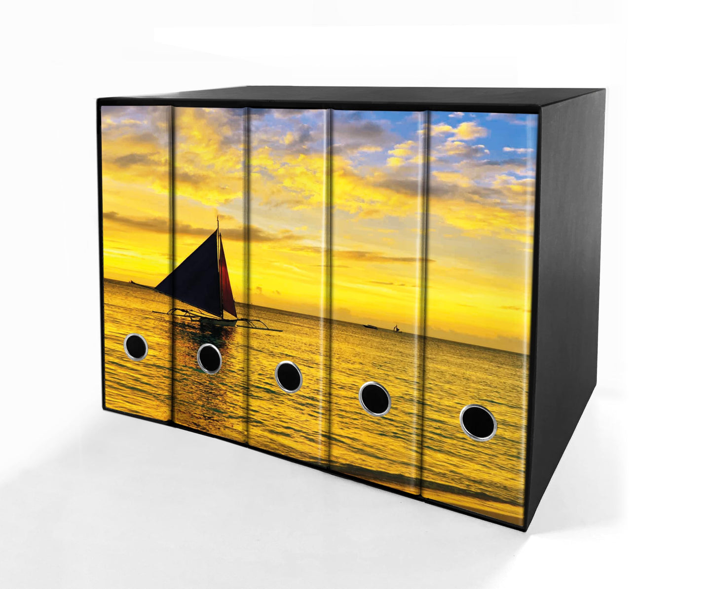SET da 5 Raccoglitori ad anelli - BARCA TRAMONTO (28x31 cm con 2 anelli)