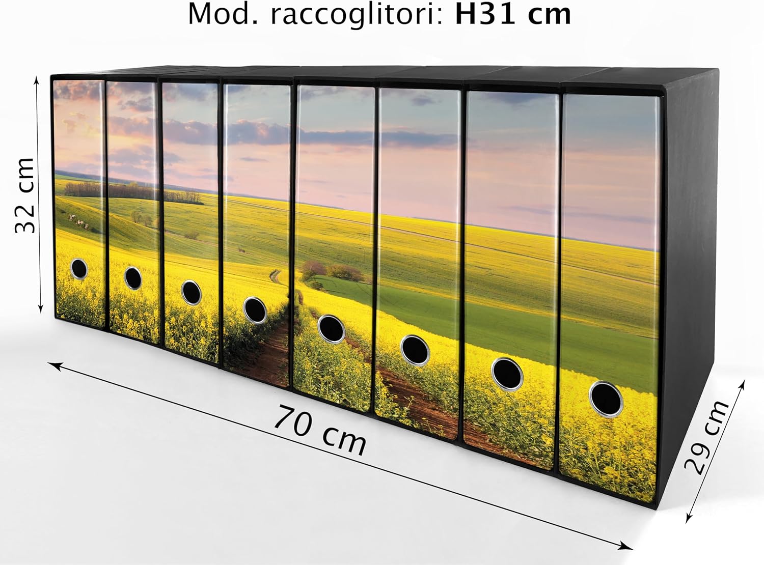 Set da 8 raccoglitori ad anelli CAMPO FIORITO - Faldoni SHAREPRINTING (H31 con 2 anelli)