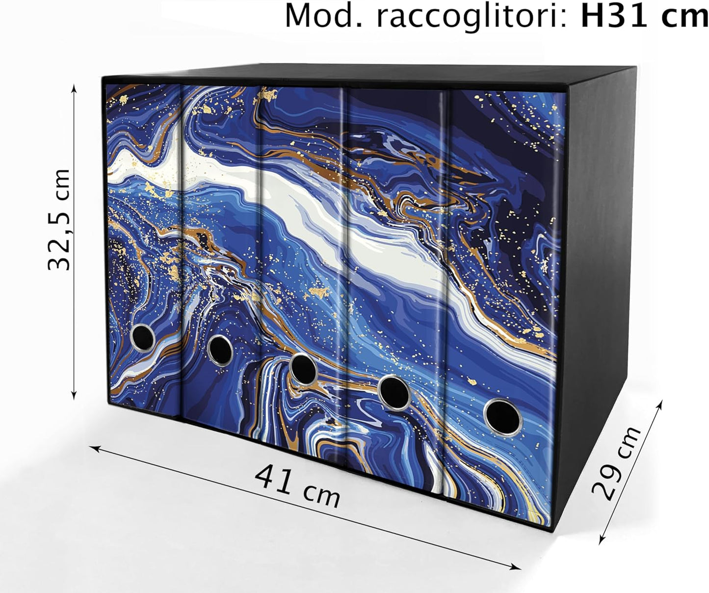 Set da 5 raccoglitori ad anelli - RESINA BLU (H31 cm con 2 anelli)