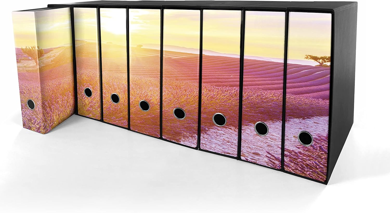 Set da 8 raccoglitori ad anelli LAVANDA AL TRAMONTO - Faldoni SHAREPRINTING (H31 con 2 anelli)