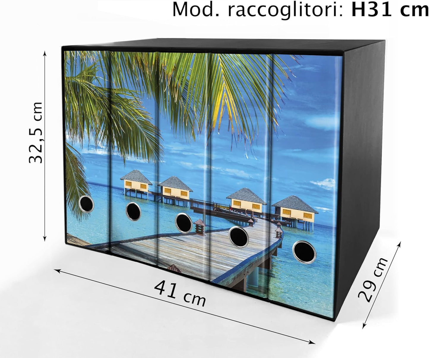 Set da 5 raccoglitori ad anelli MALDIVE - Faldoni SHAREPRINTING (H31 con 2 anelli)