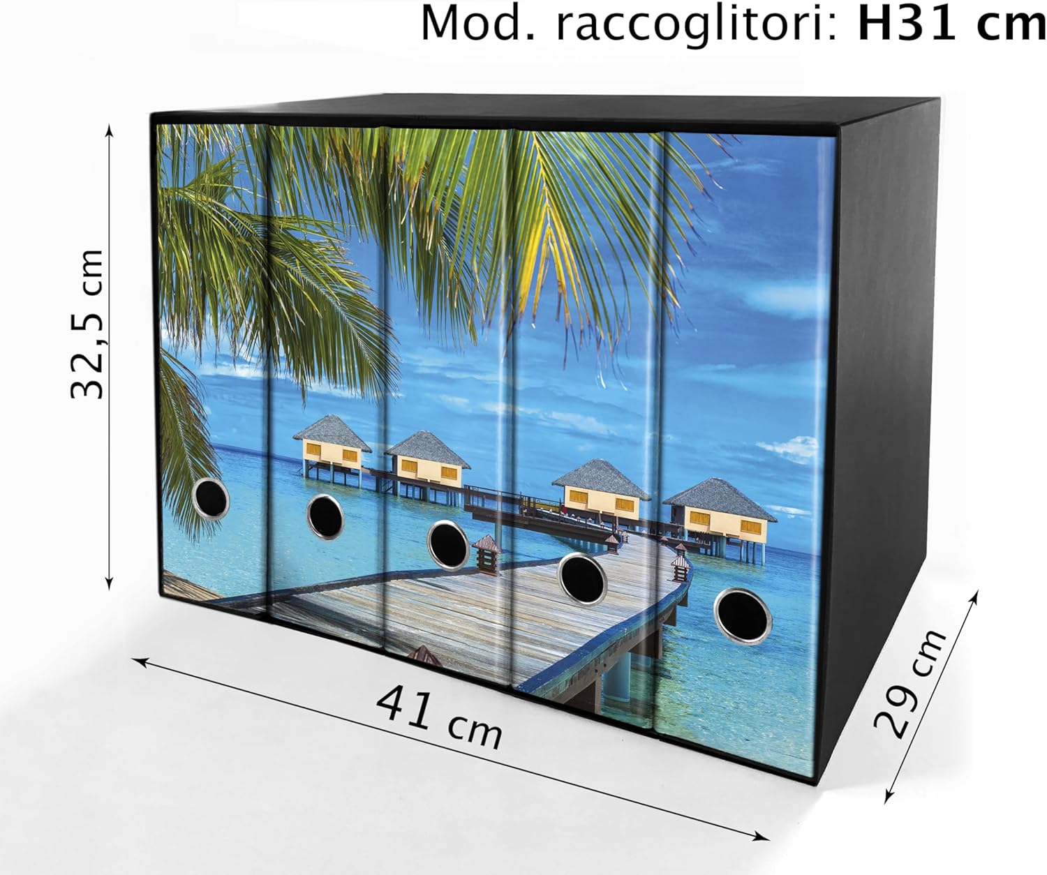 Set da 5 raccoglitori ad anelli MALDIVE - Faldoni SHAREPRINTING (H31 con 2 anelli)