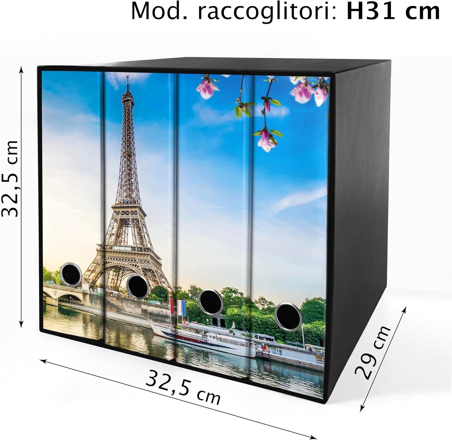 Set da 4 raccoglitori ad anelli PARIGI - Faldoni SHAREPRINTING (H31 con 2 anelli)