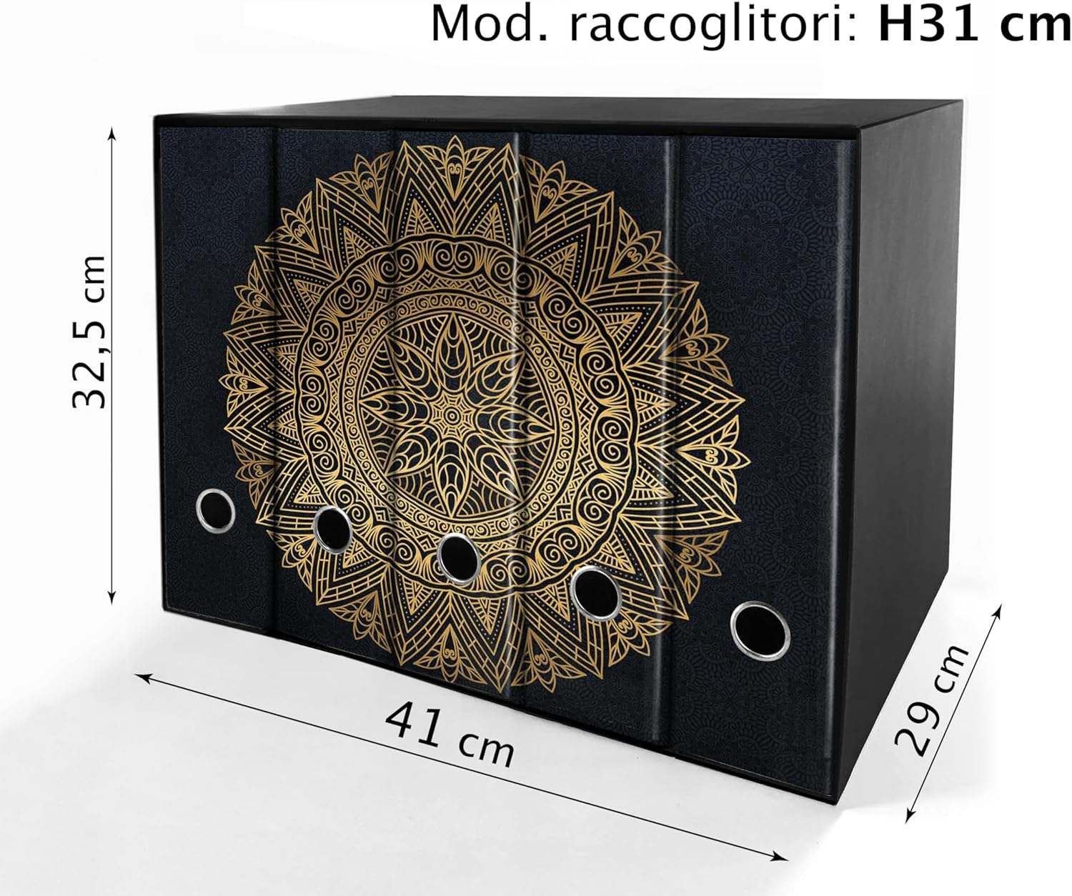 Set da 5 raccoglitori ad anelli MANDALA ORO - Faldoni SHAREPRINTING (H31 con 2 anelli)