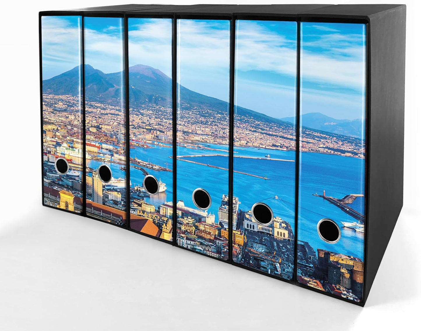 Set da 6 raccoglitori ad anelli GOLFO DI NAPOLI- Faldoni SHAREPRINTING (H31 con 2 anelli)