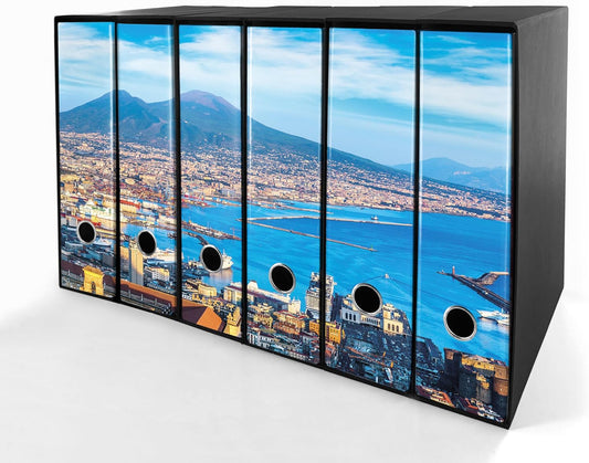 Set da 6 raccoglitori ad anelli GOLFO DI NAPOLI- Faldoni SHAREPRINTING (H31 con 2 anelli)