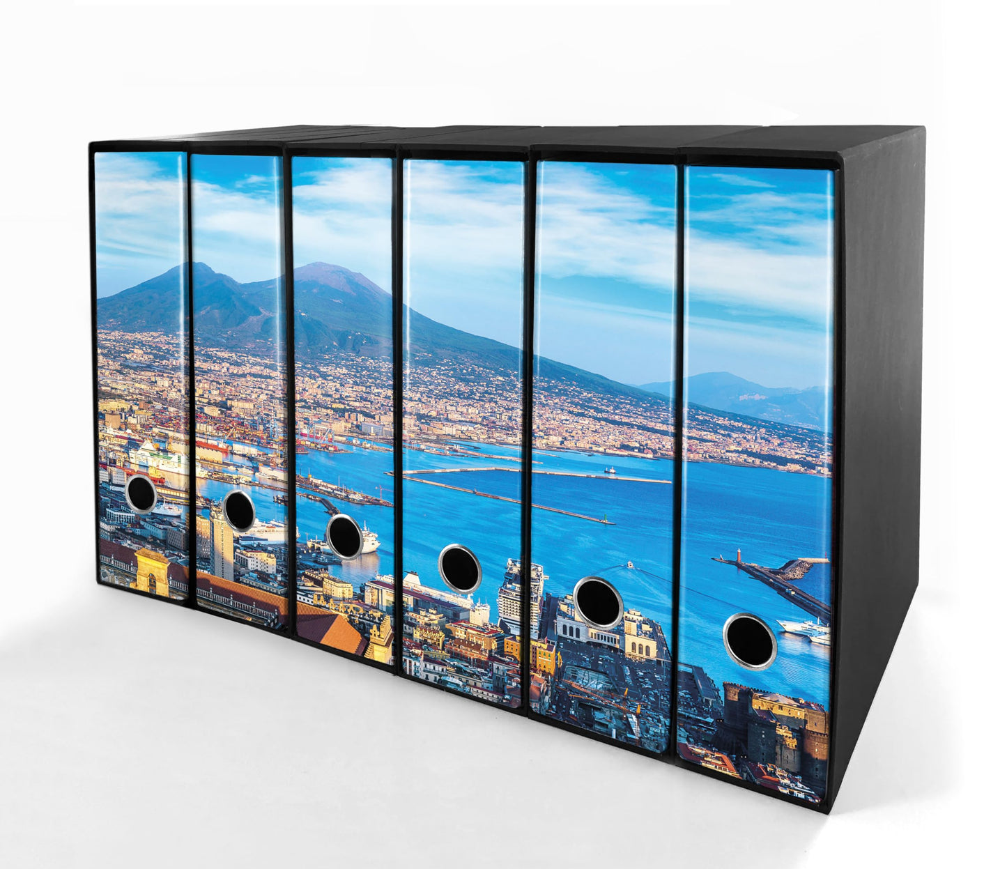 Set da 6 raccoglitori ad anelli GOLFO DI NAPOLI- Faldoni SHAREPRINTING (H31 con 2 anelli)