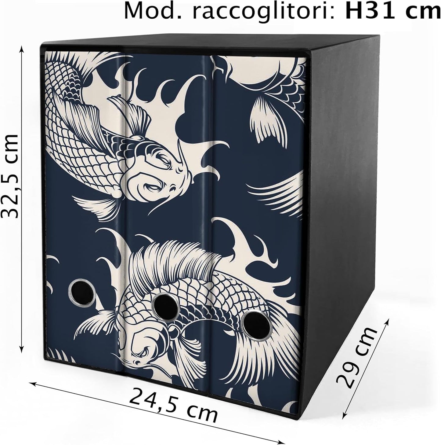 Set da 3 raccoglitori ad anelli - CARPE BIANCHE (H31 cm con 2 anelli)