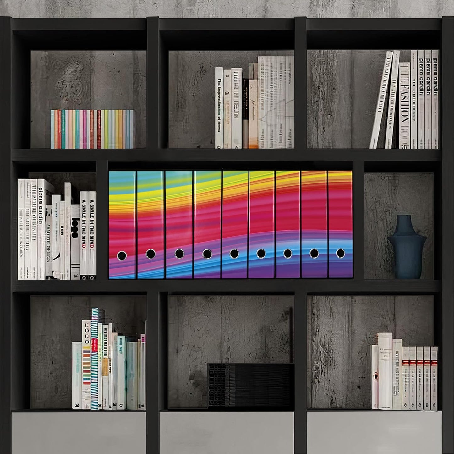 Set da 9 raccoglitori ad anelli ARCOBALENO - Faldoni SHAREPRINTING (H31 con 2 anelli)