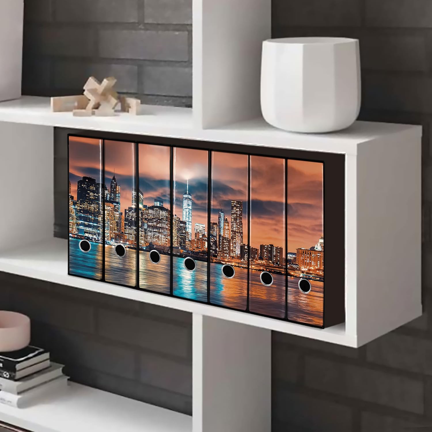 Set da 7 raccoglitori ad anelli NEW YORK - Faldoni SHAREPRINTING (H31 con 2 anelli)