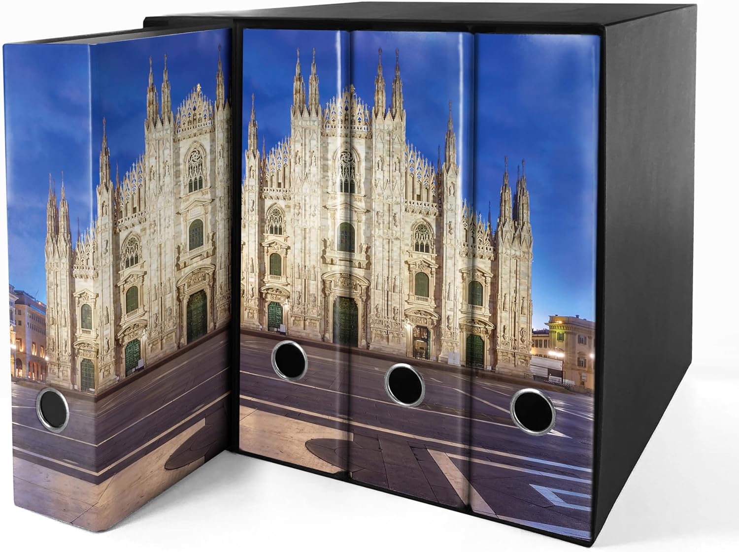 Set da 4 raccoglitori ad anelli DUOMO DI MILANO A COLORI - Faldoni SHAREPRINTING (H31 con 2 anelli)