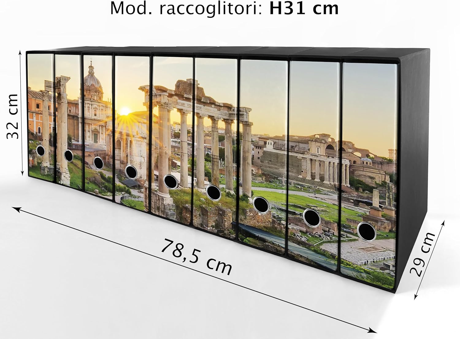 Set da 9 raccoglitori ad anelli ROMA ANTICA - Faldoni SHAREPRINTING (H31 con 2 anelli)