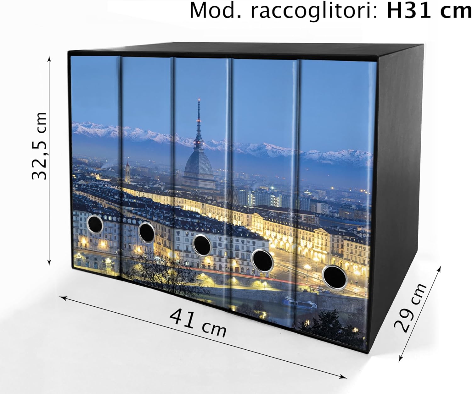 Set da 5 raccoglitori ad anelli TORINO - Faldoni SHAREPRINTING (H31 con 2 anelli)