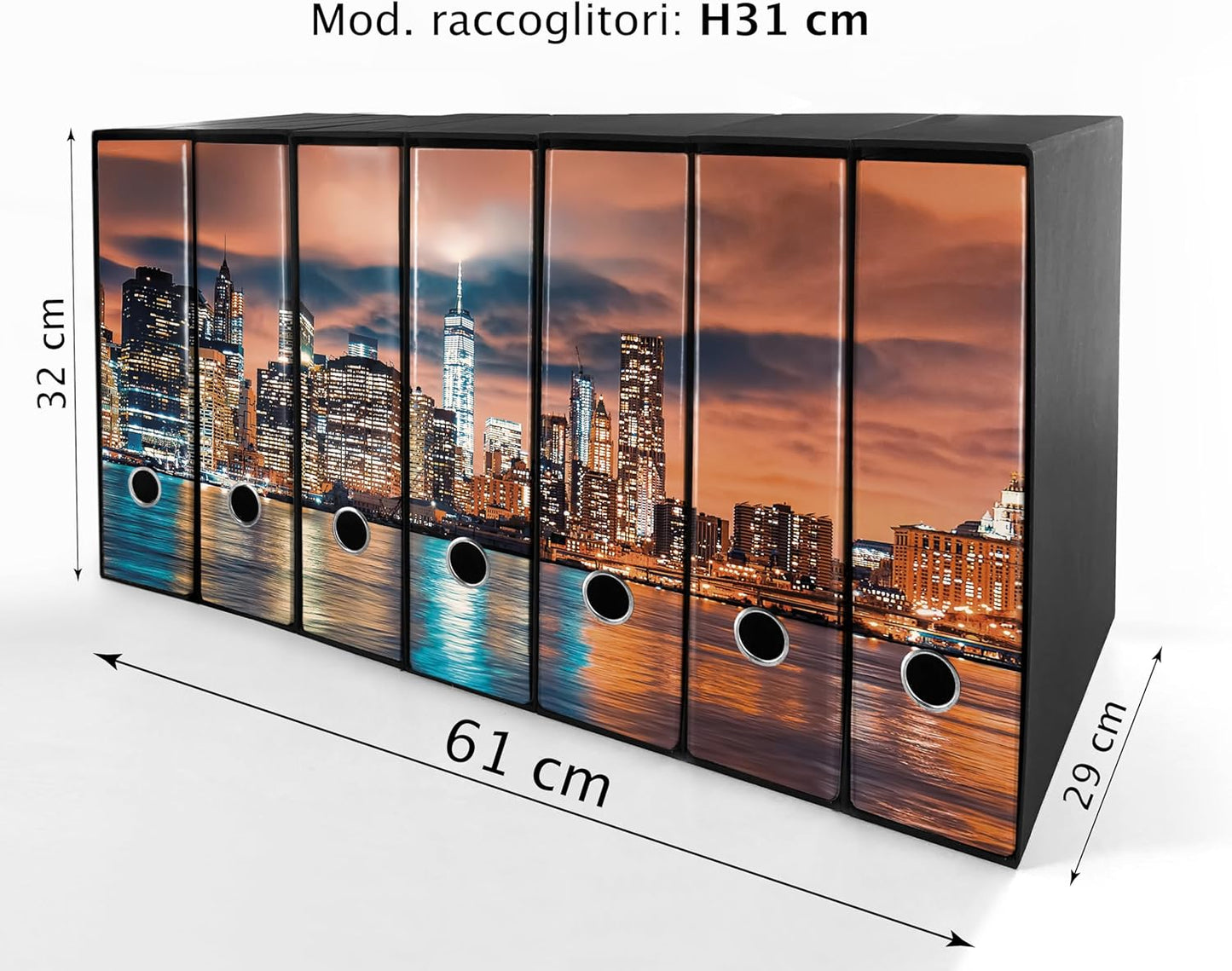 Set da 7 raccoglitori ad anelli NEW YORK - Faldoni SHAREPRINTING (H31 con 2 anelli)