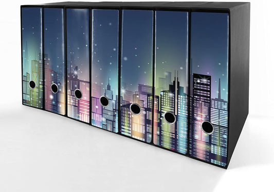 Set da 7 raccoglitori ad anelli CITTA DI NOTTE - Faldoni SHAREPRINTING (H31 con 2 anelli)