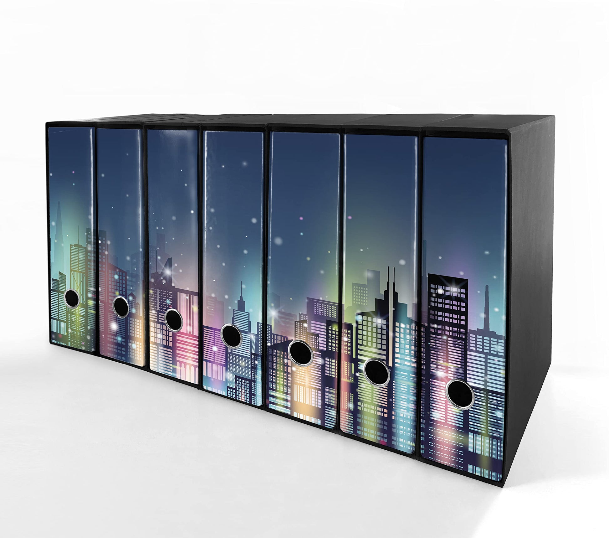 Set da 7 raccoglitori ad anelli CITTA DI NOTTE - Faldoni SHAREPRINTING (H31 con 2 anelli)