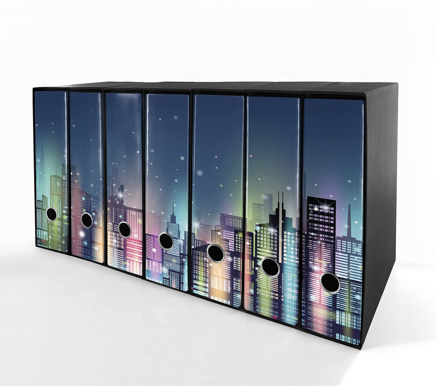 Set da 7 raccoglitori ad anelli CITTA DI NOTTE - Faldoni SHAREPRINTING (H31 con 2 anelli)