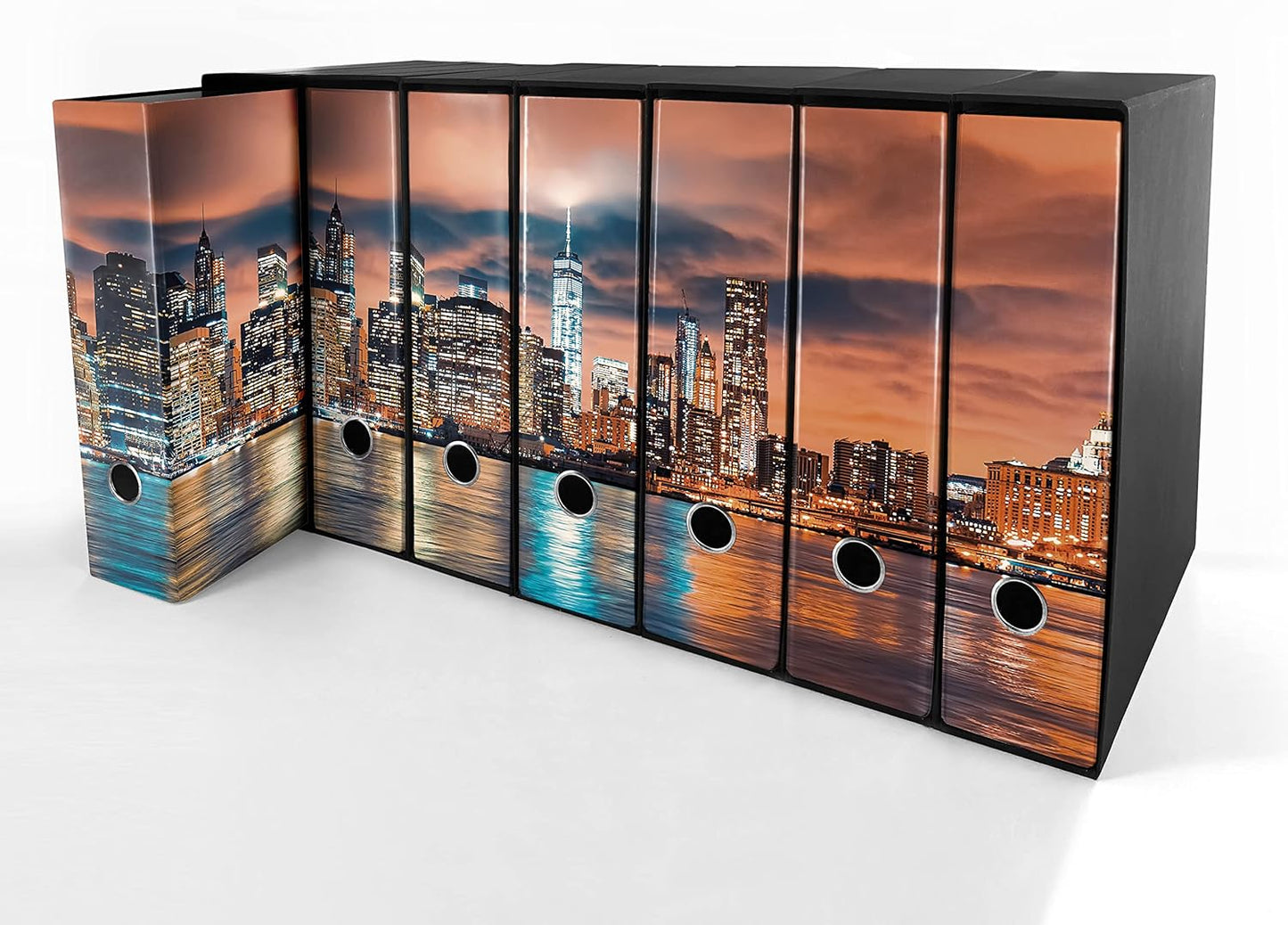 Set da 7 raccoglitori ad anelli NEW YORK - Faldoni SHAREPRINTING (H31 con 2 anelli)