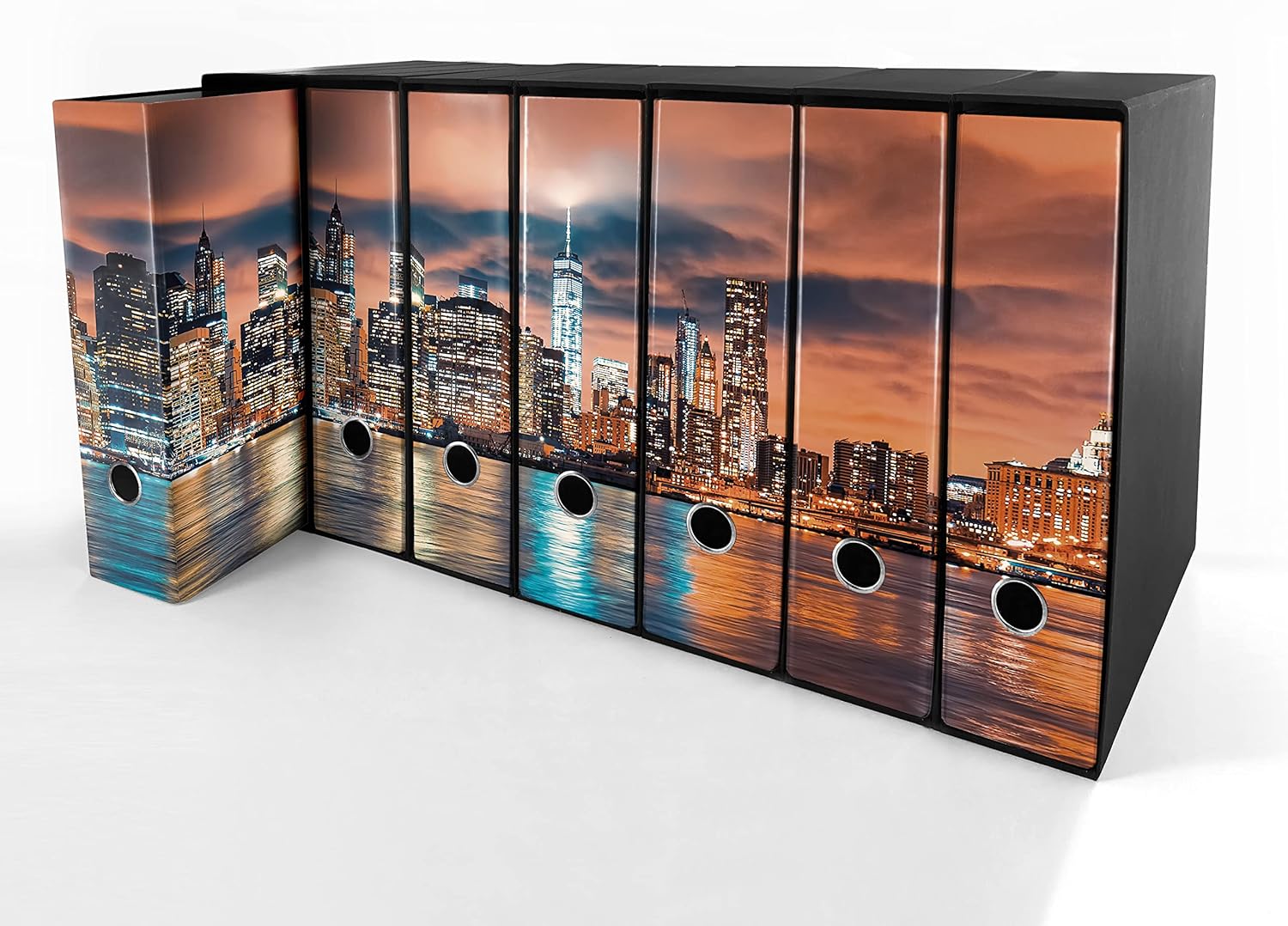 Set da 7 raccoglitori ad anelli NEW YORK - Faldoni SHAREPRINTING (H31 con 2 anelli)