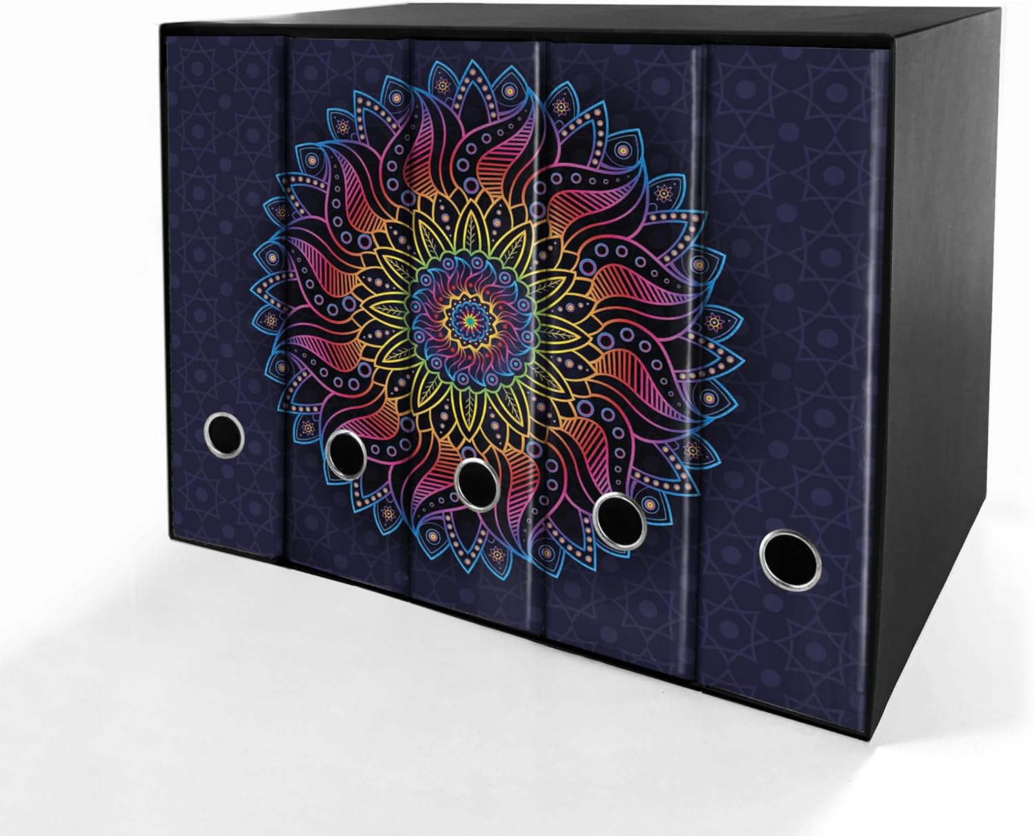 SET da 5 Raccoglitori ad anelli - MANDALA ARCOBALENO (28x31 cm con 2 anelli)