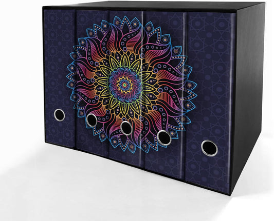 SET da 5 Raccoglitori ad anelli - MANDALA ARCOBALENO (28x31 cm con 2 anelli)