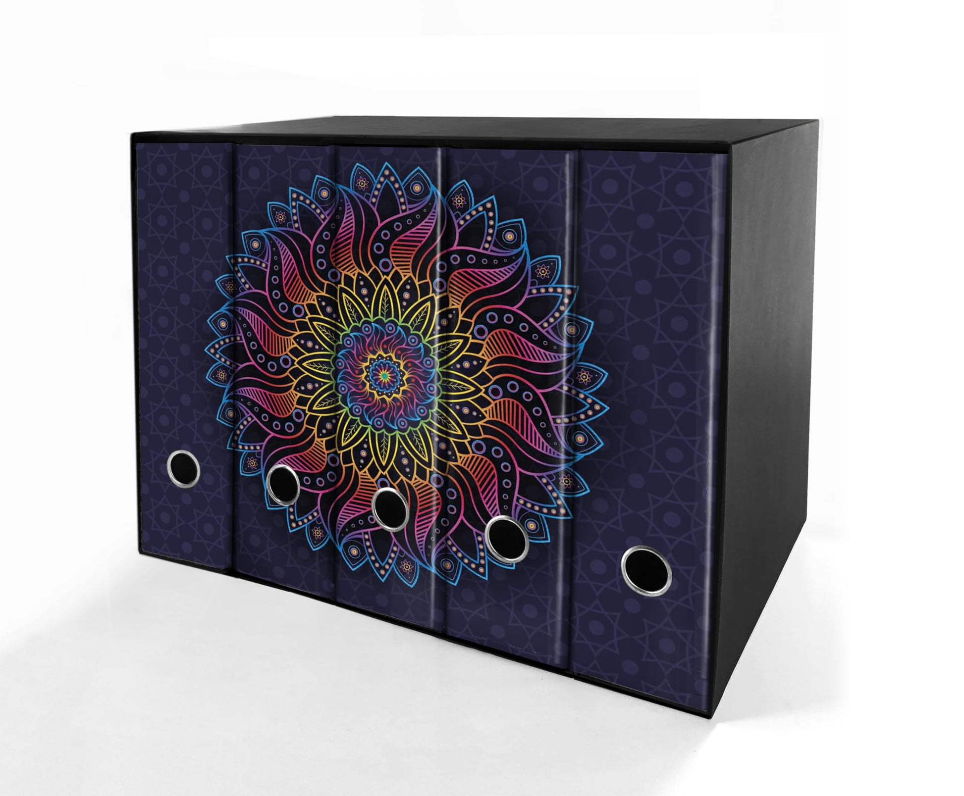 SET da 5 Raccoglitori ad anelli - MANDALA ARCOBALENO (28x31 cm con 2 anelli)