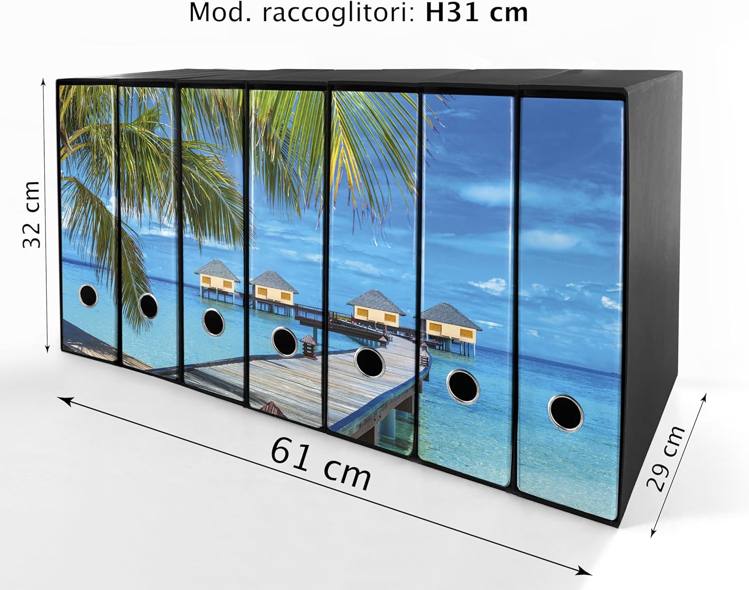 Set da 7 raccoglitori ad anelli MALDIVE - Faldoni SHAREPRINTING (H31 con 2 anelli)