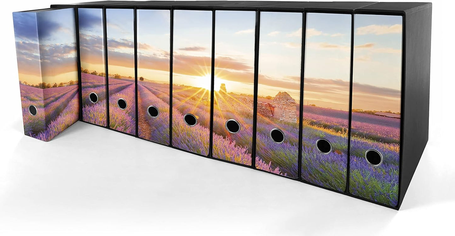 Set da 9 raccoglitori ad anelli LAVANDA AL TRAMONTO - Faldoni SHAREPRINTING (H31 con 2 anelli)