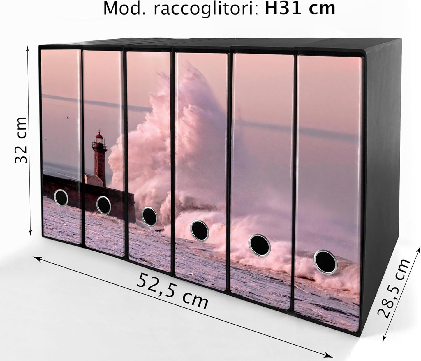 Set da 6 raccoglitori ad anelli - FARO e ONDA (H31 cm con 2 anelli)