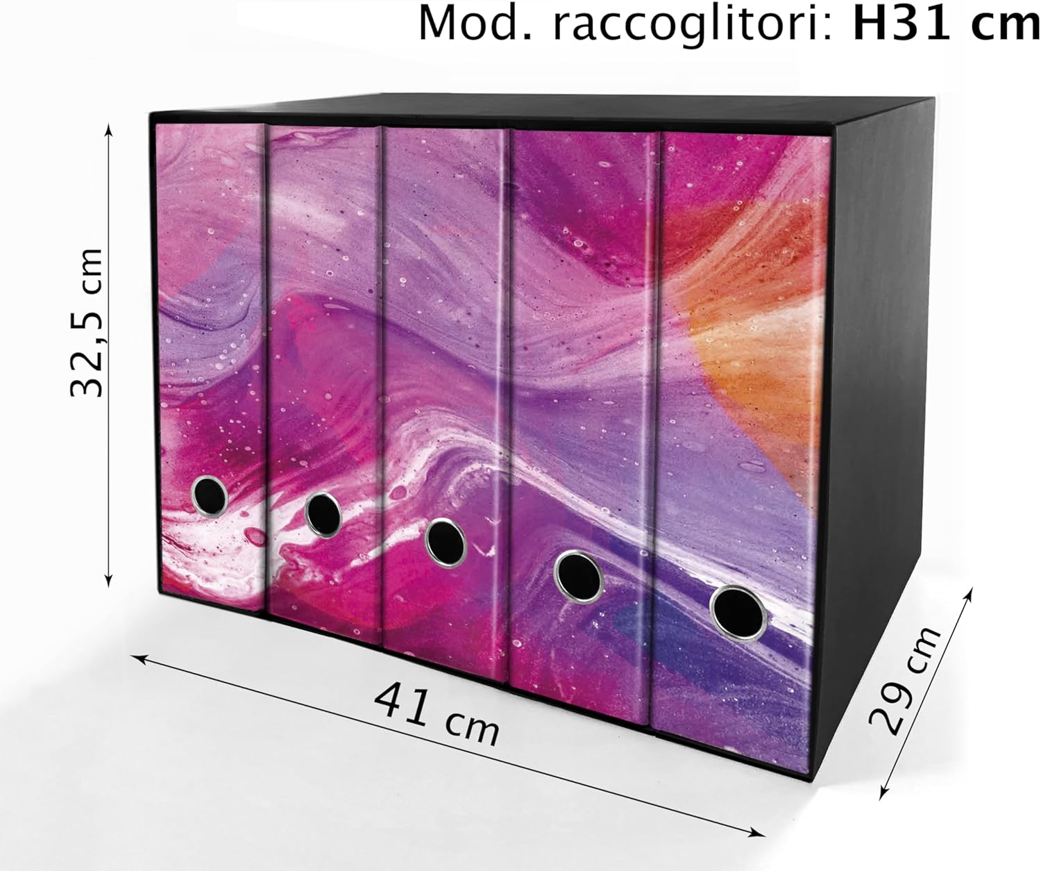 Set da 5 raccoglitori ad anelli - RESINA ROSA (H31 cm con 2 anelli)