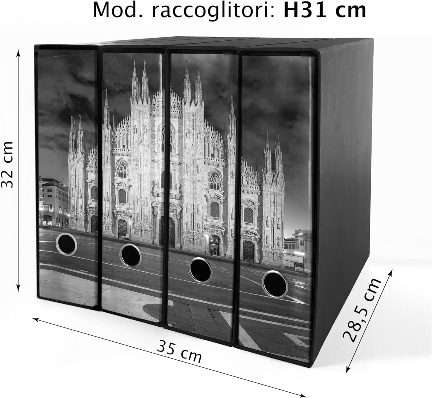 Set da 4 raccoglitori ad anelli DUOMO DI MILANO - Faldoni SHAREPRINTING (H31 con 2 anelli)