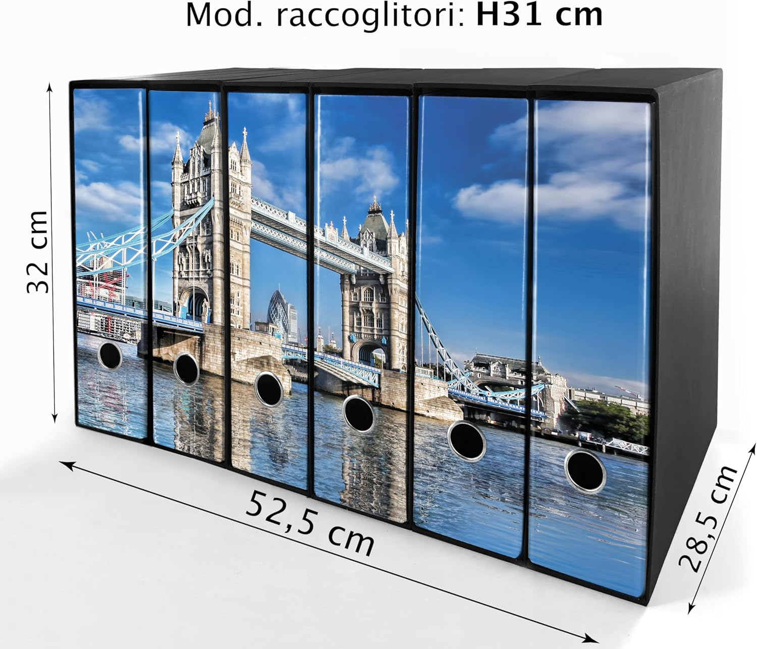 Set da 6 raccoglitori ad anelli LONDRA - Faldoni SHAREPRINTING (H31 con 2 anelli)