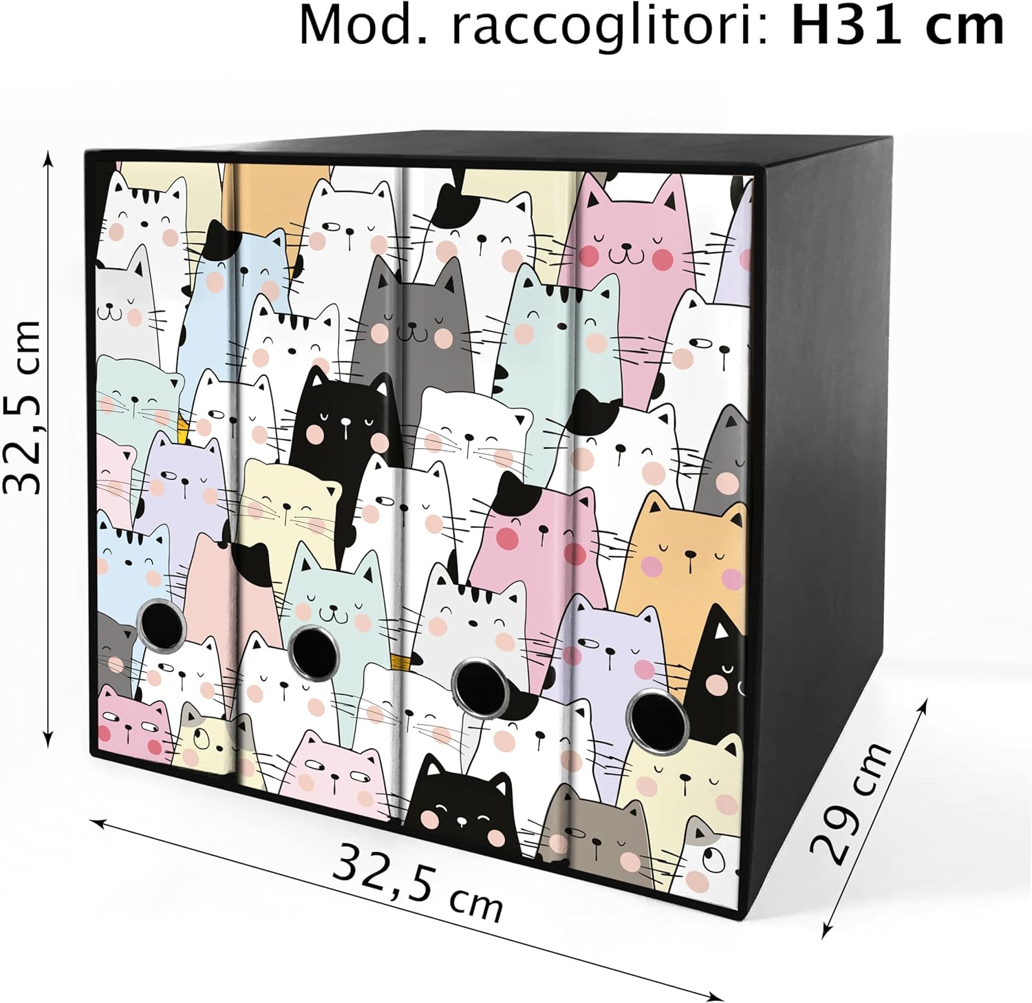 Set da 4 raccoglitori ad anelli - GATTONI (H31 cm con 2 anelli)
