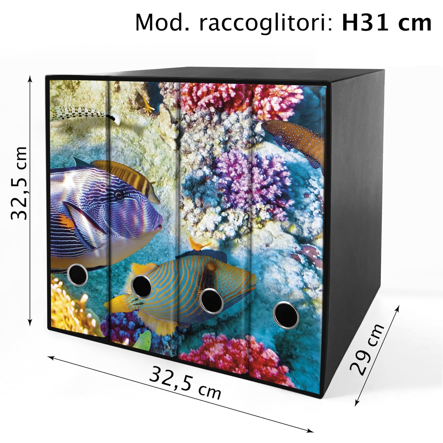 Set da 4 raccoglitori ad anelli - PESCI e CORALLI