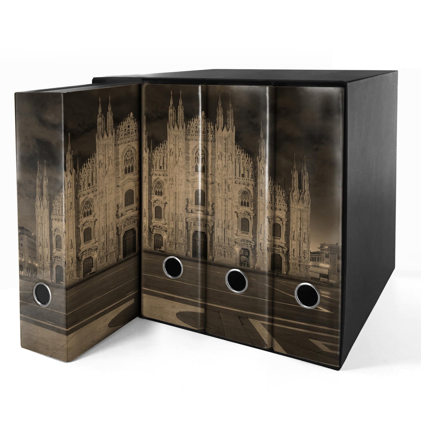 Raccoglitori ad anelli Avana DUOMO DI MILANO - Set da 4 raccoglitori - SHAREPRINTING Faldoni