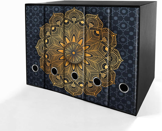 Set da 5 raccoglitori ad anelli MANDALA ORO BLU - Faldoni SHAREPRINTING (H31 con 2 anelli)