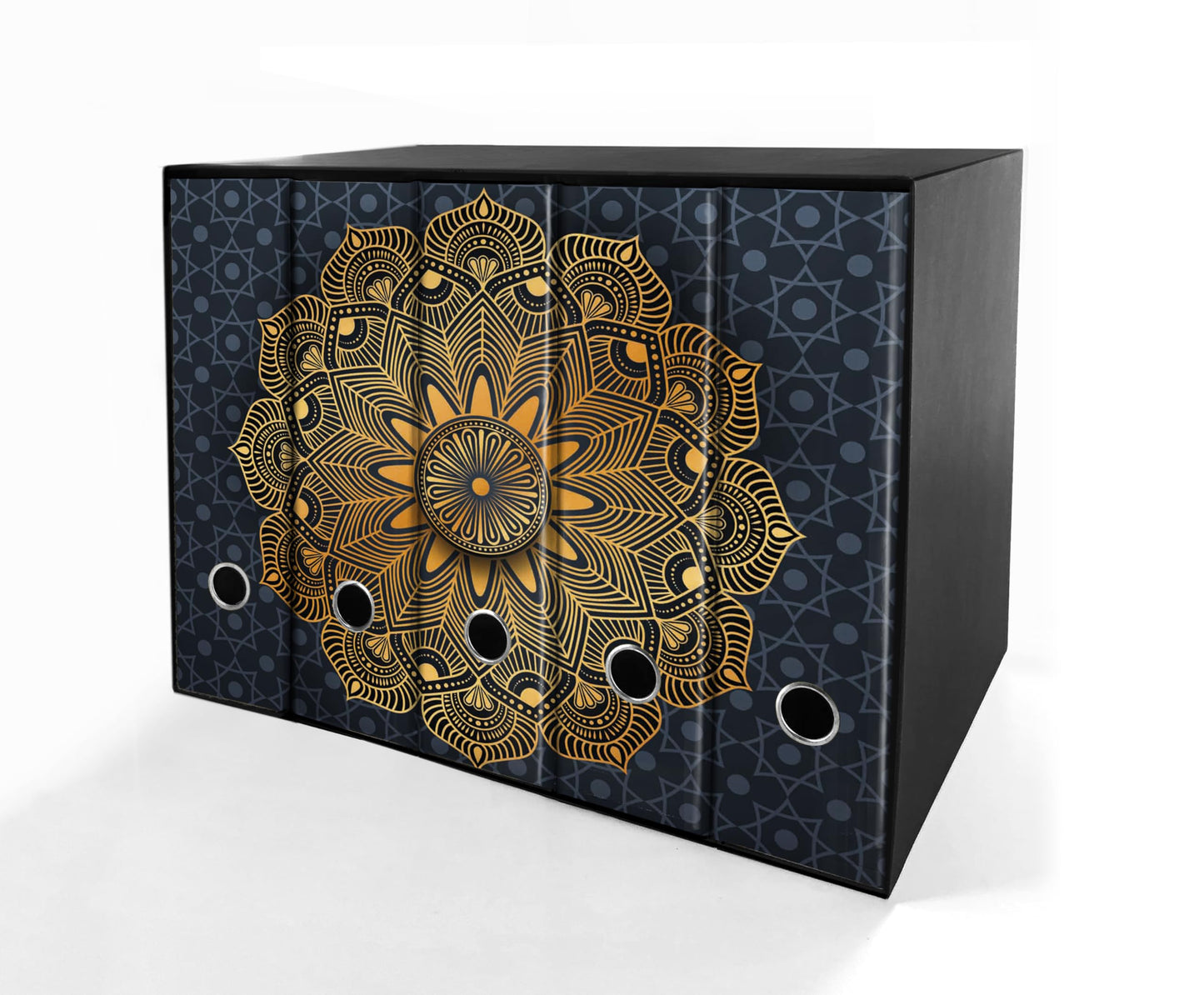 Set da 5 raccoglitori ad anelli MANDALA ORO BLU - Faldoni SHAREPRINTING (H31 con 2 anelli)