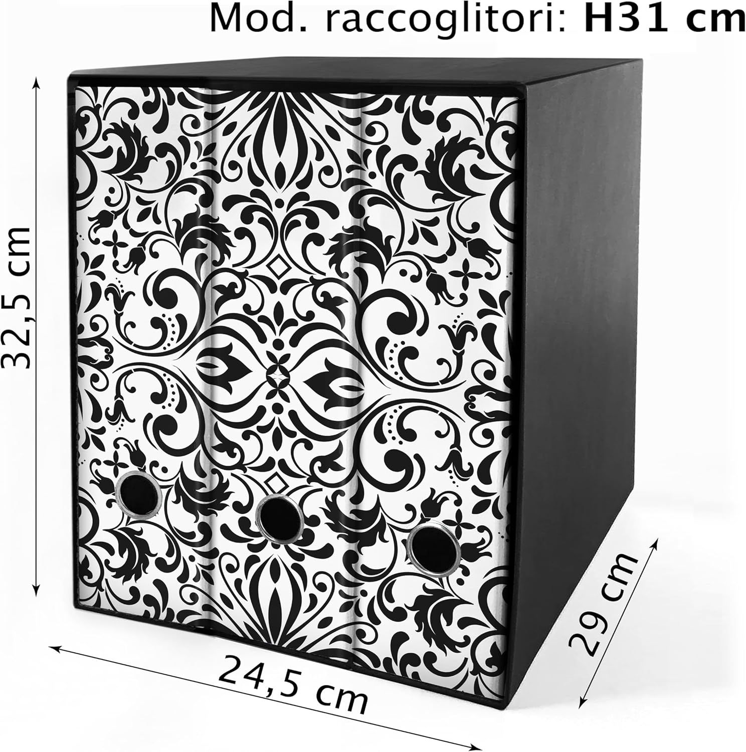 Set da 3 raccoglitori ad anelli - DAMASCO (H31 cm con 2 anelli)