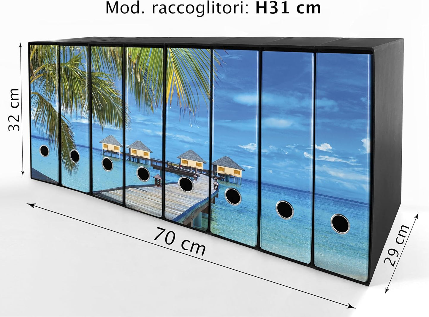 Set da 8 raccoglitori ad anelli MALDIVE - Faldoni SHAREPRINTING (H31 con 2 anelli)