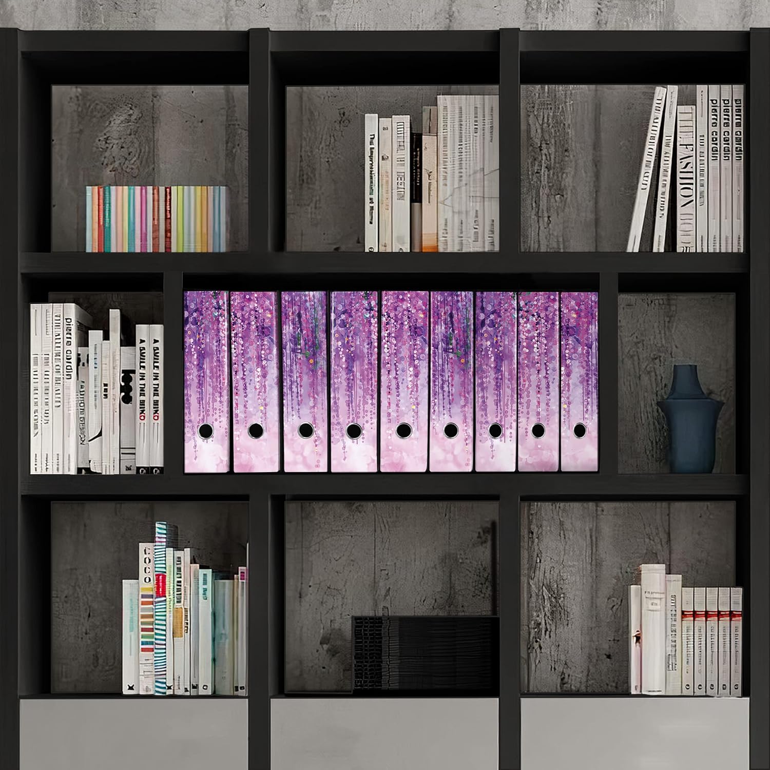 Set da 9 raccoglitori ad anelli GLICINE - Faldoni SHAREPRINTING (H31 con 2 anelli)