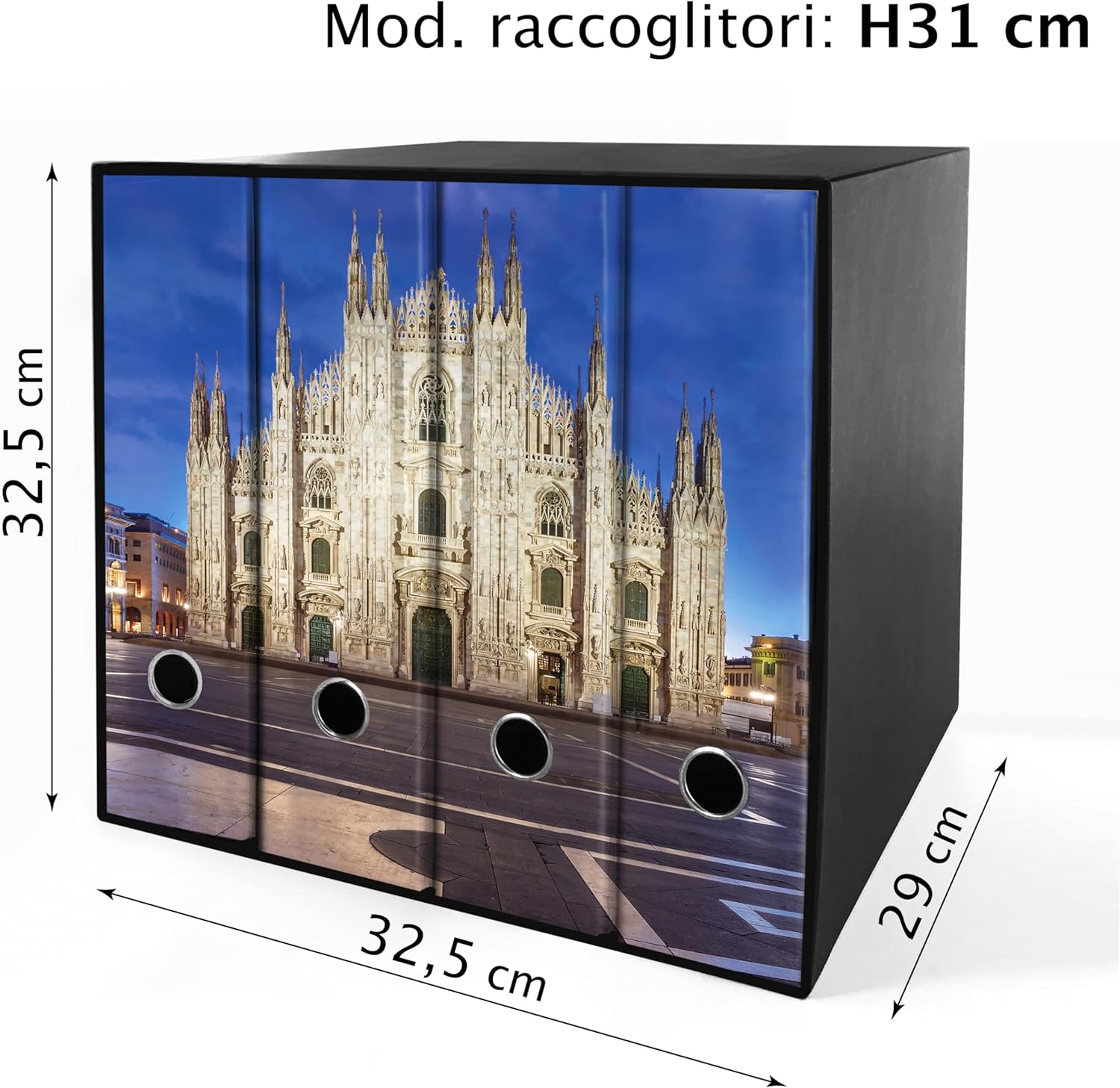 Set da 4 raccoglitori ad anelli DUOMO DI MILANO A COLORI - Faldoni SHAREPRINTING (H31 con 2 anelli)