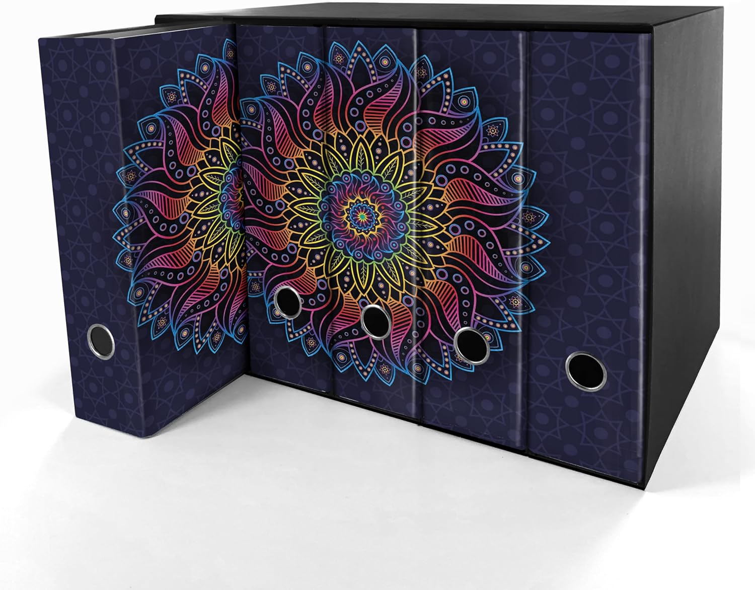 SET da 5 Raccoglitori ad anelli - MANDALA ARCOBALENO (28x31 cm con 2 anelli)