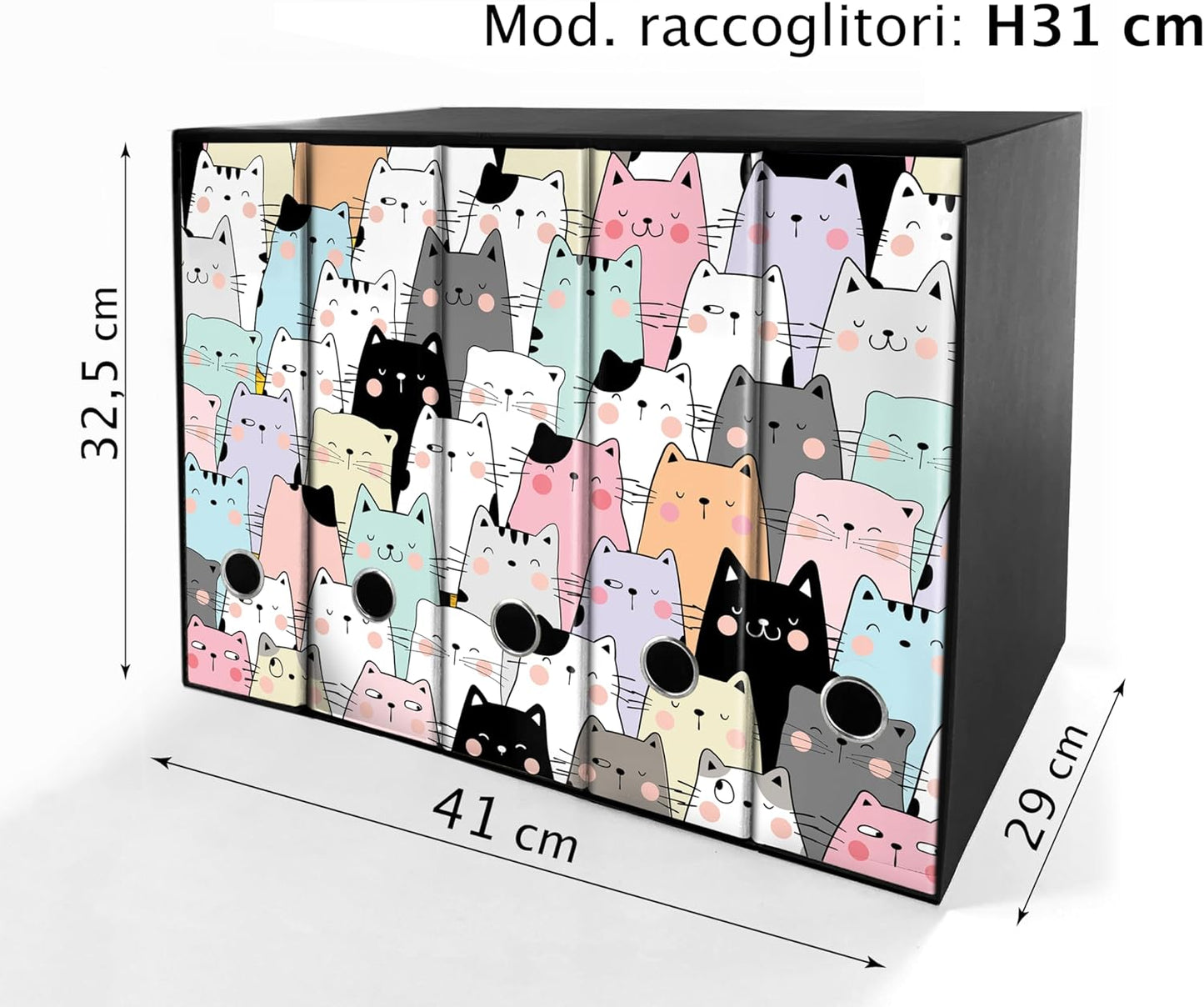 Set da 5 raccoglitori ad anelli - GATTONI (H31 cm con 2 anelli)