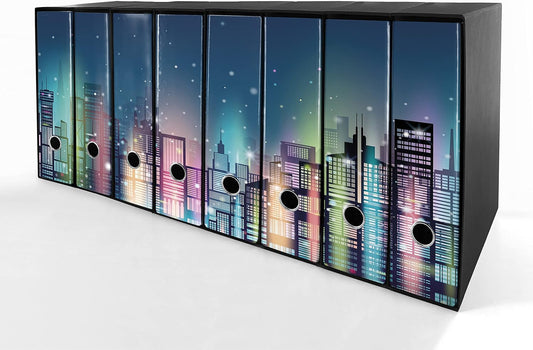 Set da 8 raccoglitori ad anelli CITTA DI NOTTE - Faldoni SHAREPRINTING (H31 con 2 anelli)