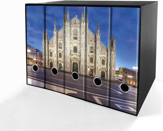 Set da 5 raccoglitori ad anelli DUOMO DI MILANO A COLORI - Faldoni SHAREPRINTING (H31 con 2 anelli)