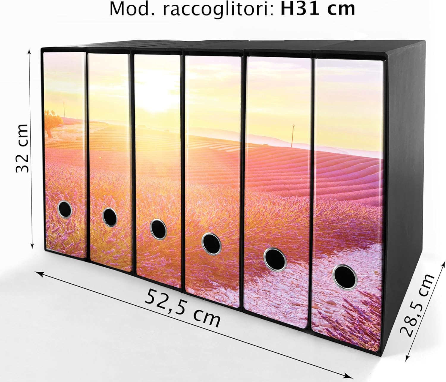 Set da 6 raccoglitori ad anelli - LAVANDA al TRAMONTO (H31 cm con 2 anelli)